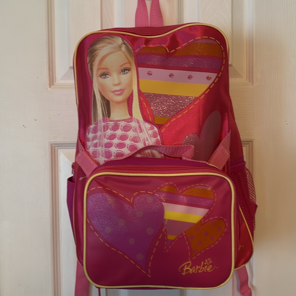 Backpack 16" x 12" & lunch bag 8” x 6” new Barbie adjustable padded straps GDC